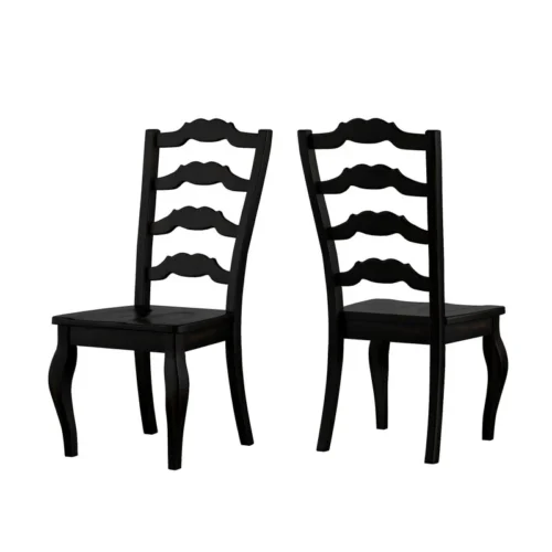 0003421 hulia solid wood ladder back side chair in dark navy blue set of 2