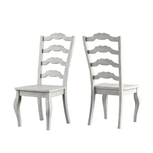 0003423 hulia solid wood ladder back side chair in dark navy blue set of 2
