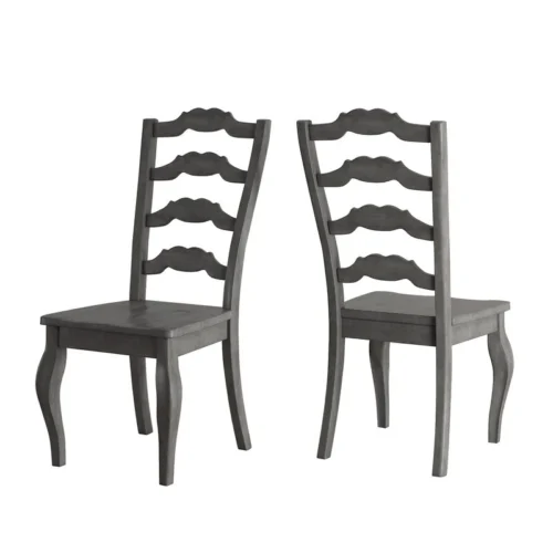 0003427 hulia solid wood ladder back side chair in dark navy blue set of 2