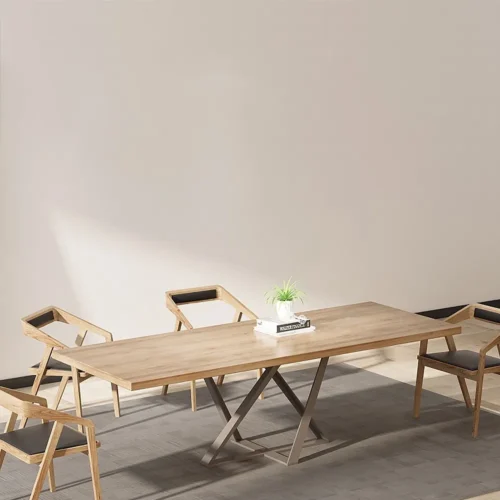 0007817 donan wood and metal dining table