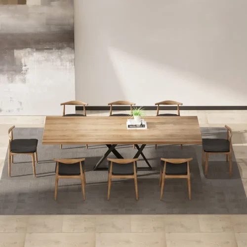 0007818 donan wood and metal dining table
