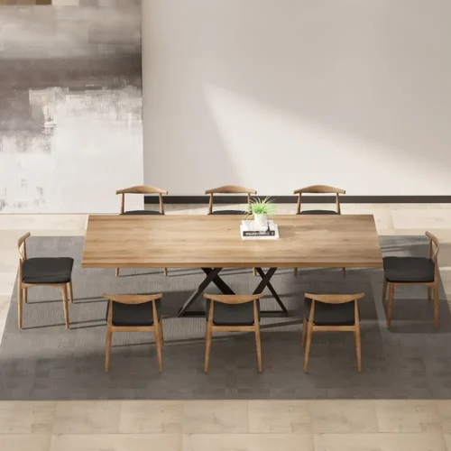 0007819 donan wood and metal dining table
