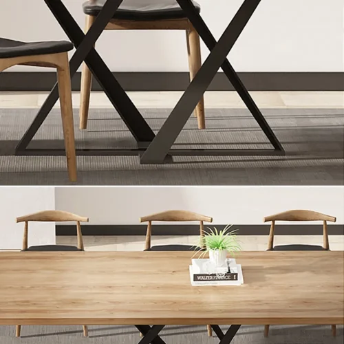 0007820 donan wood and metal dining table