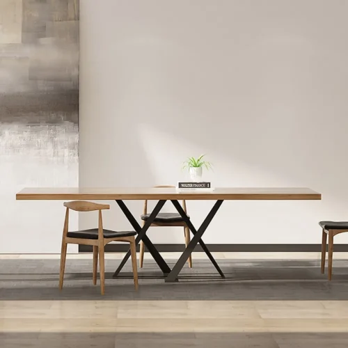 0007821 donan wood and metal dining table