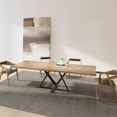0007822 donan wood and metal dining table