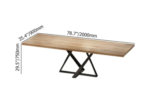 0007824 donan wood and metal dining table