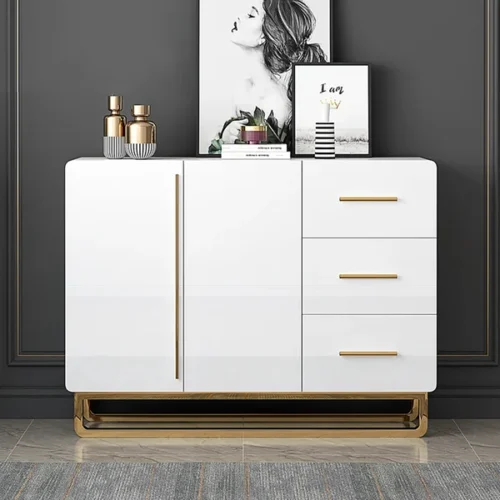 0009413 white sideboard nordic buffet with doors drawers adjustable shelf in small