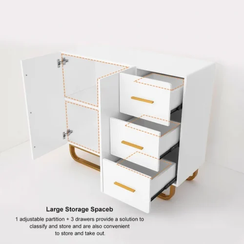 0009421 white sideboard nordic buffet with doors drawers adjustable shelf in small