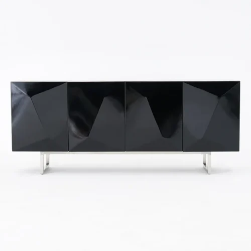 0009431 modern black buffet sideboard kitchen cabinet with 4 doors adjustable shelves