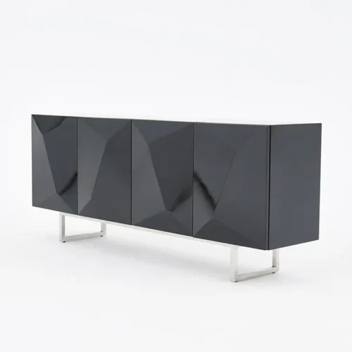 0009432 modern black buffet sideboard kitchen cabinet with 4 doors adjustable shelves