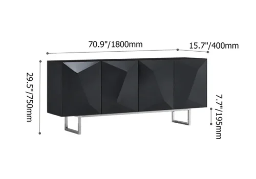 0009433 modern black buffet sideboard kitchen cabinet with 4 doors adjustable shelves