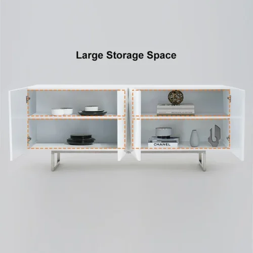 0009440 modern black buffet sideboard kitchen cabinet with 4 doors adjustable shelves