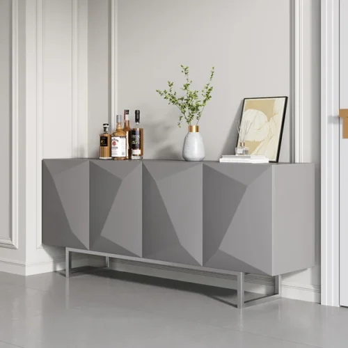 0009449 modern black buffet sideboard kitchen cabinet with 4 doors adjustable shelves