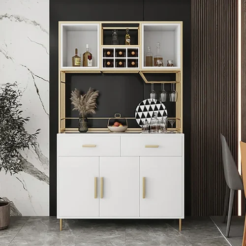 0009457 white gold freestanding cabinet pantry organization with wine glass holder