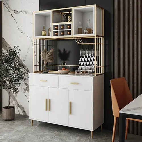 0009458 white gold freestanding cabinet pantry organization with wine glass holder