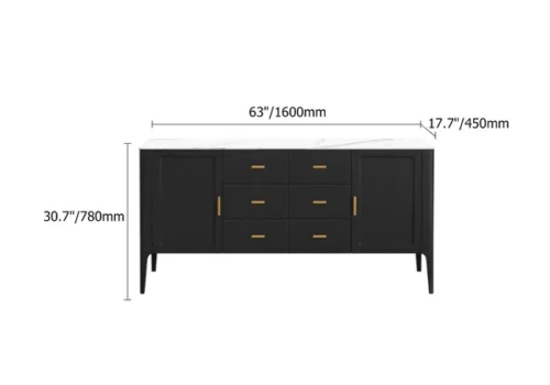 0009515 modern black sideboard buffet sintered stone top drawers2 doors kitchen cabinet