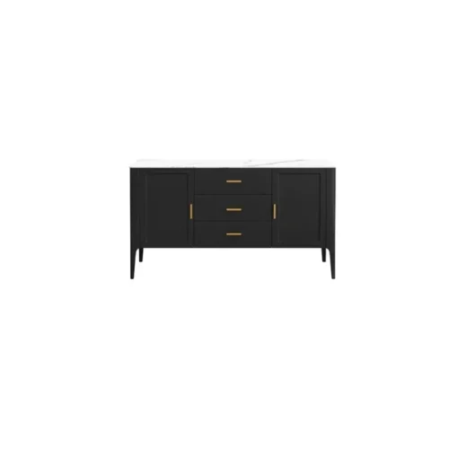 0009521 modern black sideboard buffet sintered stone top drawers2 doors kitchen cabinet
