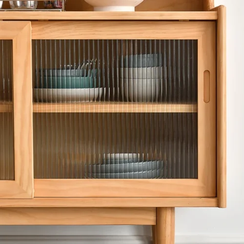 0009543 casti 47 mid century modern natural sideboard buffet kitchen cabinet with hutch drawer