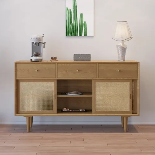 0009547 farmhouse 55 cane sideboard buffet with storage natural kitchen cabinet