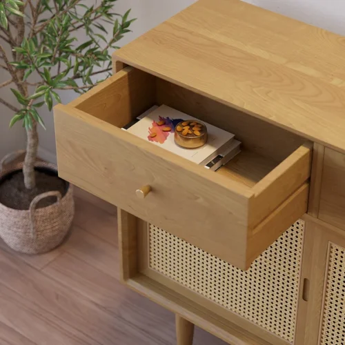 0009549 farmhouse 55 cane sideboard buffet with storage natural kitchen cabinet