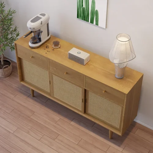 0009554 farmhouse 55 cane sideboard buffet with storage natural kitchen cabinet