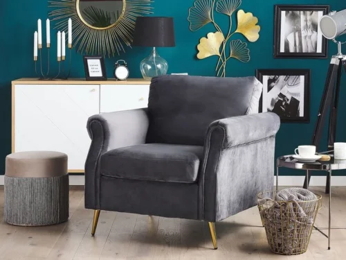 0011501 velvet armchair black vietas