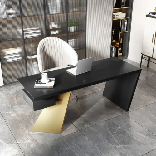 0013359 cabstract 71 modern black office desk writing desk with drawer computer desk gold