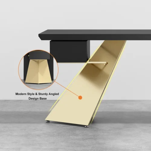 0013361 cabstract 71 modern black office desk writing desk with drawer computer desk gold