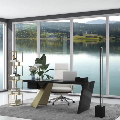 0013366 cabstract 71 modern black office desk writing desk with drawer computer desk gold