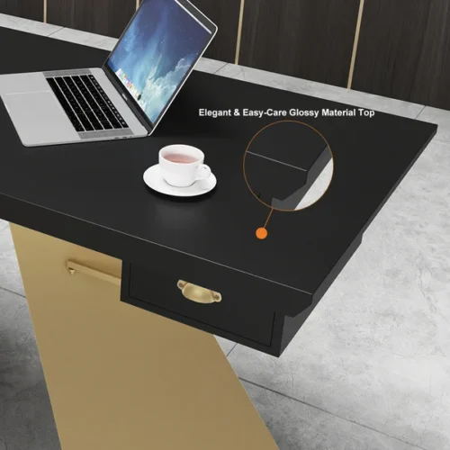 0013367 cabstract 71 modern black office desk writing desk with drawer computer desk gold