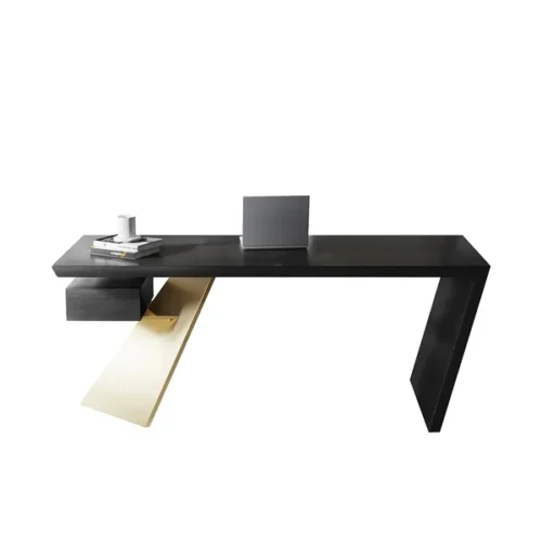 0013369 cabstract 71 modern black office desk writing desk with drawer computer desk gold