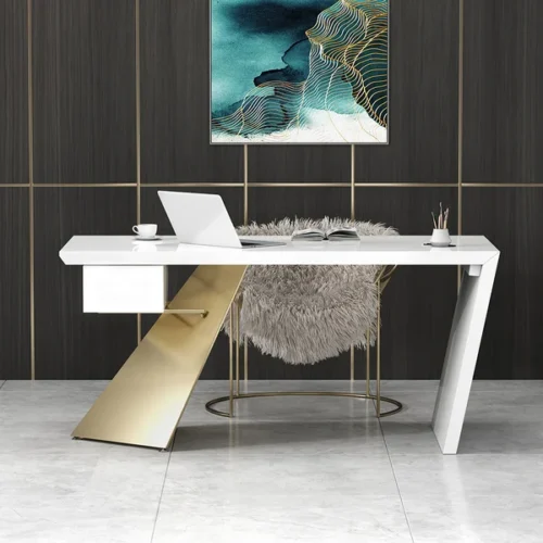 0013370 cabstract 71 modern black office desk writing desk with drawer computer desk gold
