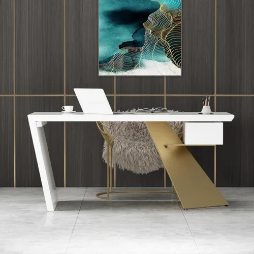 0013371 cabstract 71 modern black office desk writing desk with drawer computer desk gold