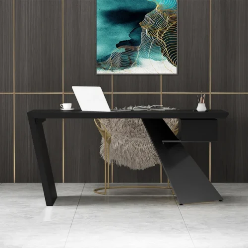 0013374 cabstract 71 modern black office desk writing desk with drawer computer desk gold