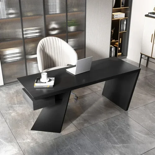 0013375 cabstract 71 modern black office desk writing desk with drawer computer desk gold