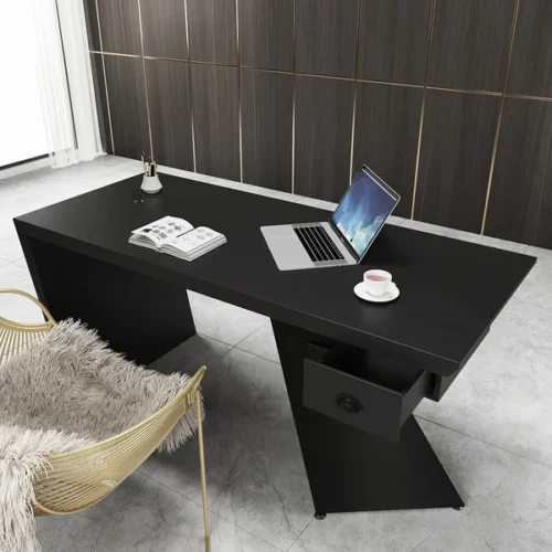 0013376 cabstract 71 modern black office desk writing desk with drawer computer desk gold