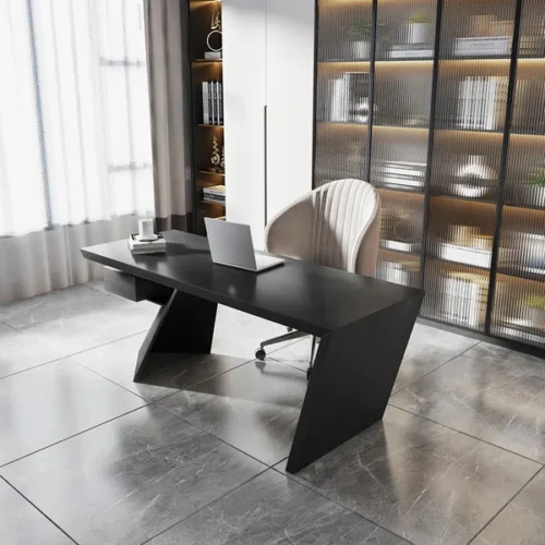 0013377 cabstract 71 modern black office desk writing desk with drawer computer desk gold