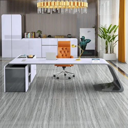 0013691 l shaped right hand modern white office desk with storage
