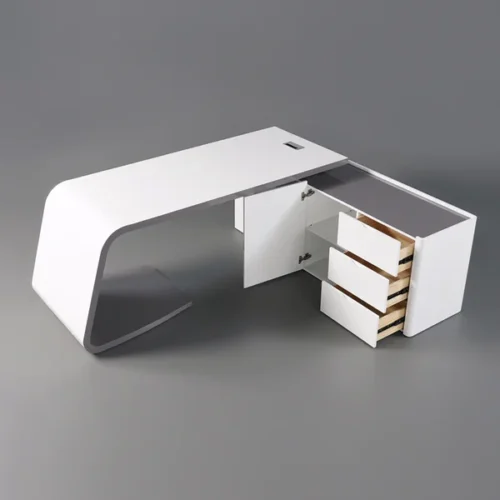0013693 l shaped right hand modern white office desk with storage