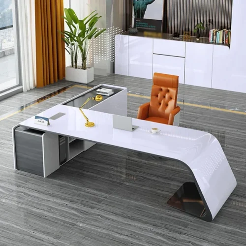 0013695 l shaped right hand modern white office desk with storage