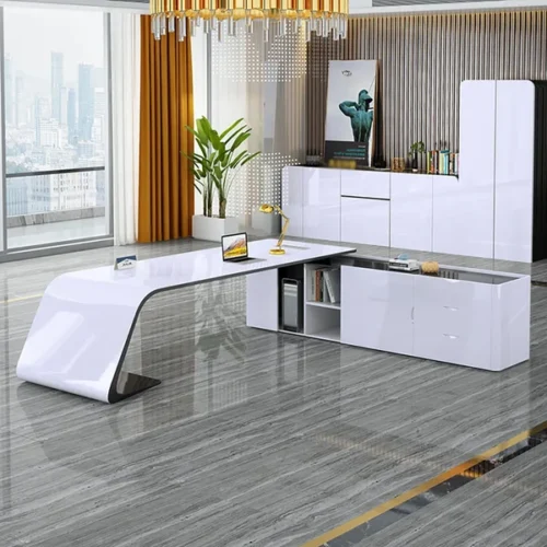 0013696 l shaped right hand modern white office desk with storage