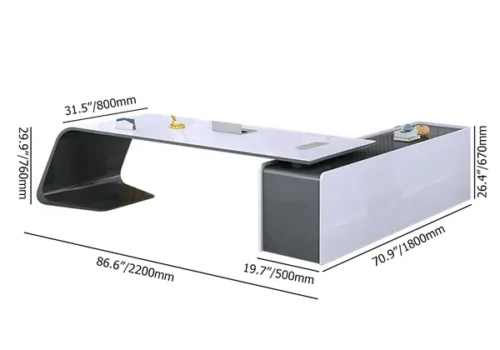 0013697 l shaped right hand modern white office desk with storage