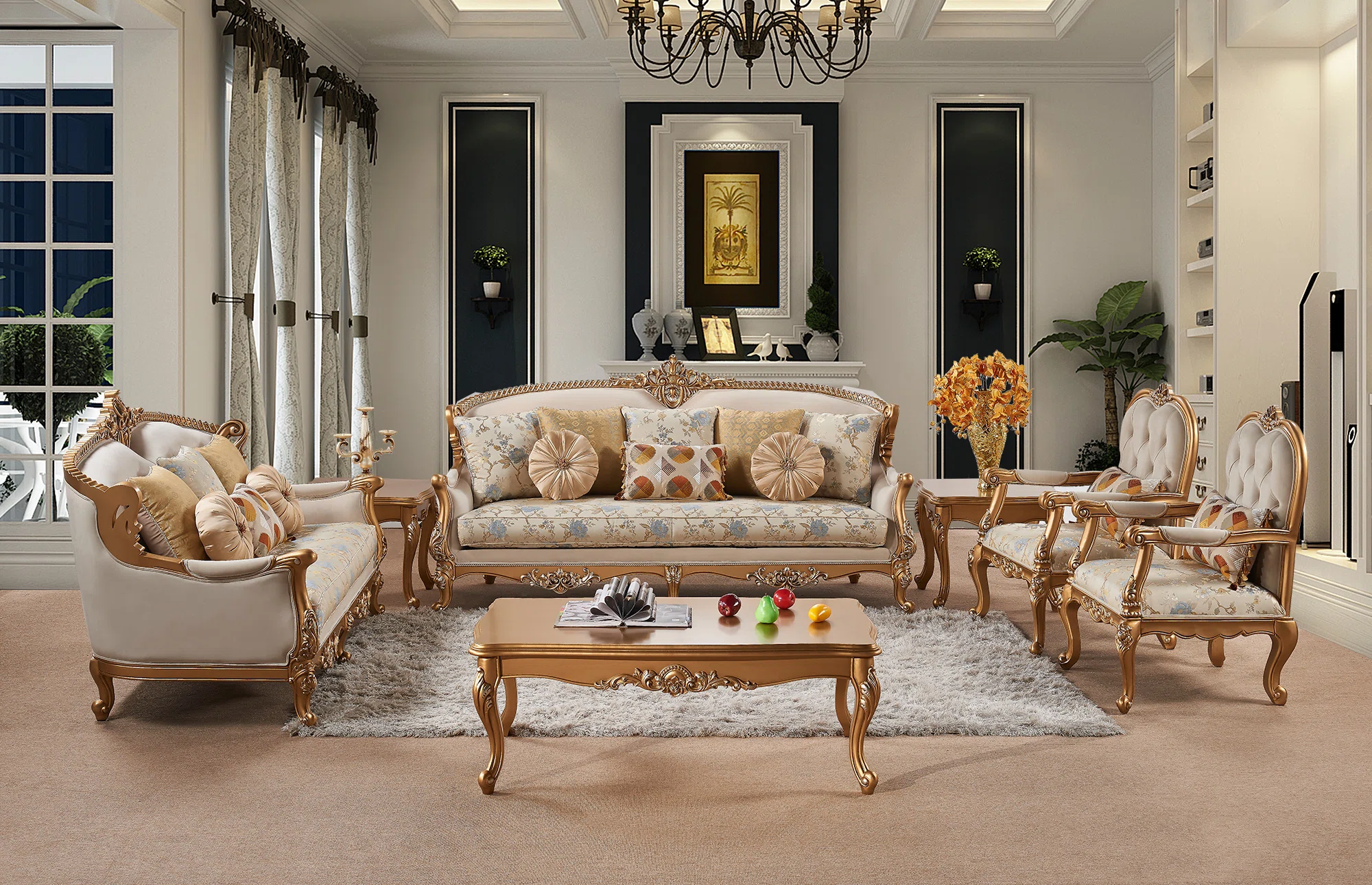 Classic Damietta salons add a touch of luxury 1 6 PieceLivingRoomSet