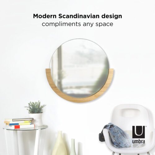 Ambra Bathroom Mirrors with Semicircular Wood Frame - Image 5