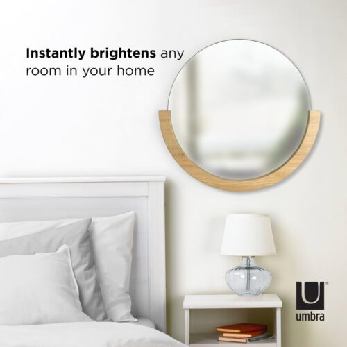 Ambra Bathroom Mirrors with Semicircular Wood Frame - Image 6