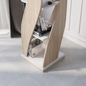 Samura Curved Bookcase in Walnut and Black - Image 11