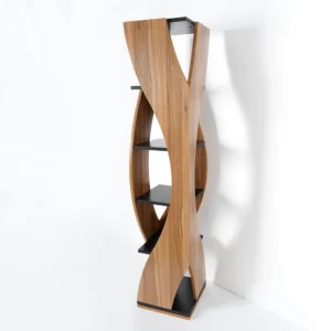 Samura Curved Bookcase in Walnut and Black - Image 6