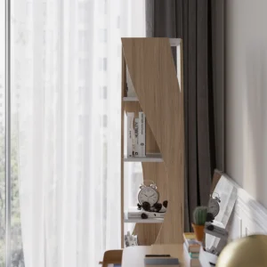 Samura Curved Bookcase in Walnut and Black - Image 8