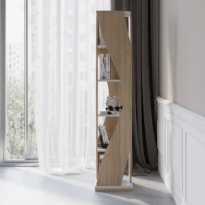 Samura Curved Bookcase in Walnut and Black - Image 9