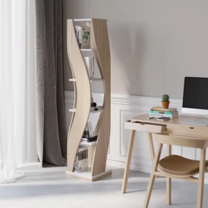 Samura Curved Bookcase in Walnut and Black - Image 10